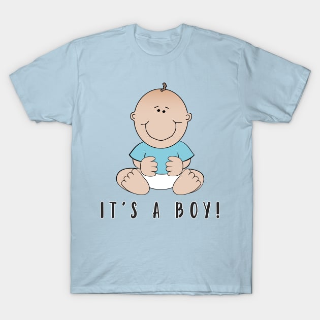 It's a Boy! Cartoon Baby Boy Sitting T-Shirt by Jarecrow 